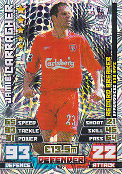 Jamie Carragher Liverpool 2014/15 Topps Match Attax Record Breaker #437